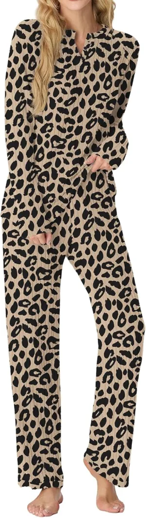 PrinStory Womens Pajama Sets Pajamas Fall Winter Long Sleeve Lounge Set Two Piece Soft Pjs