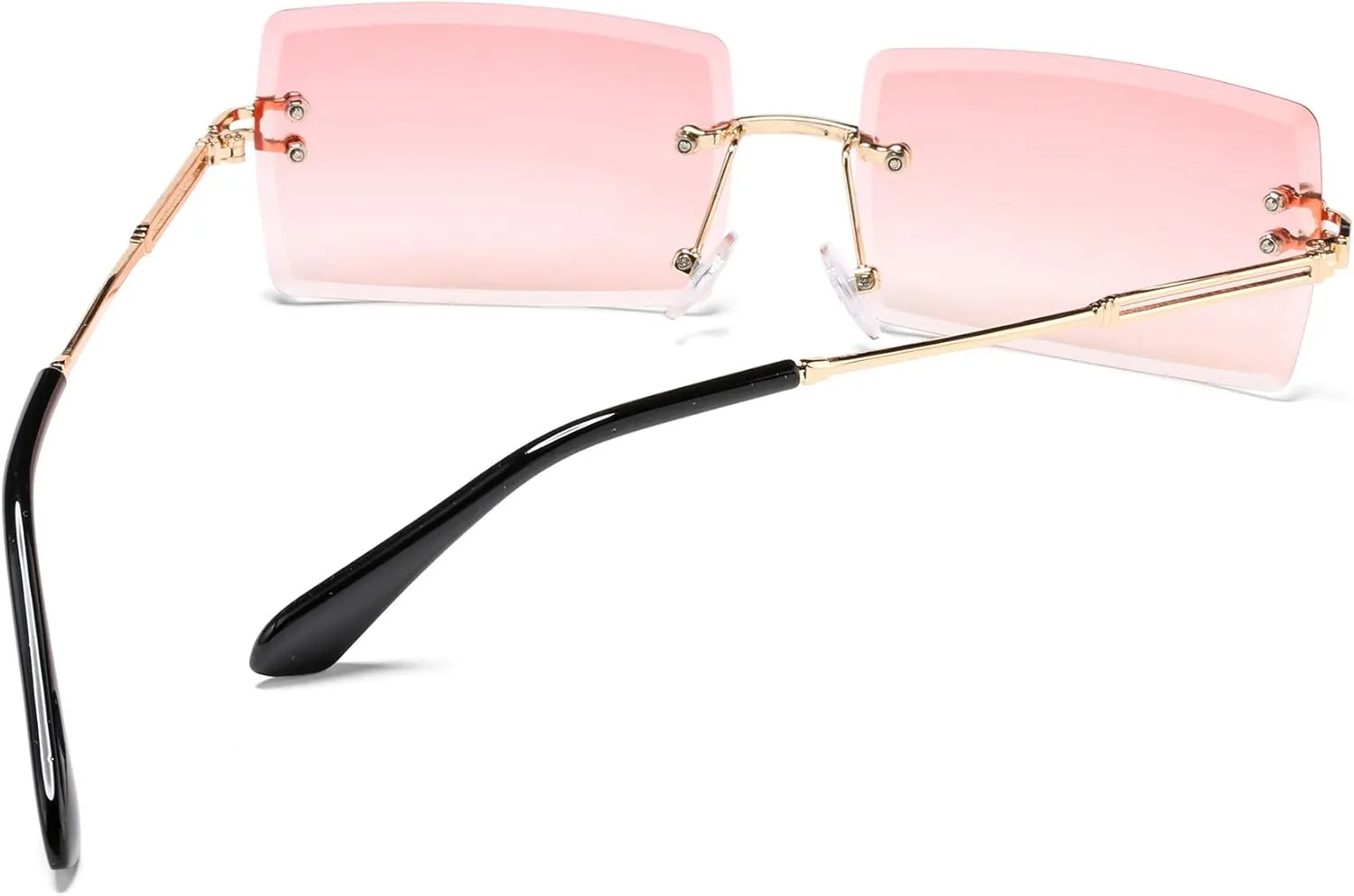 Rectangle Sunglasses for Men/Women Small Rimless Square Shade Eyewear