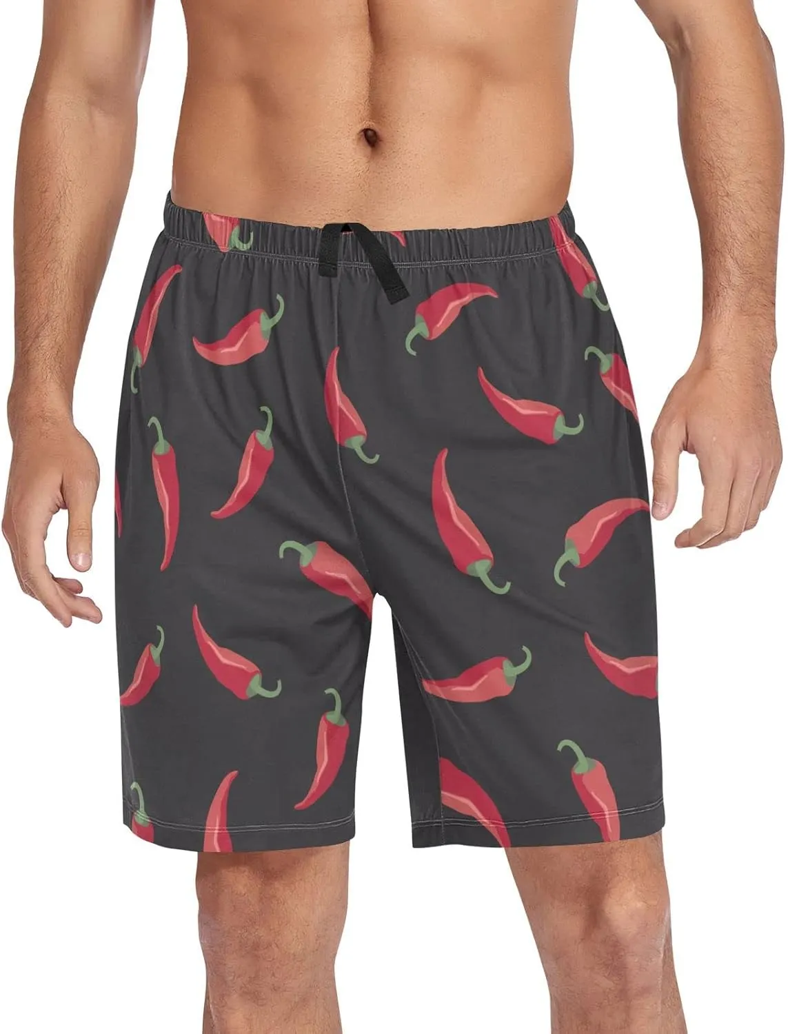 Red Chili Pepper Pattern Men's Pajama Pants Shorts Sleepwear Lounge Pajama Bottoms