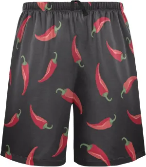 Red Chili Pepper Pattern Men's Pajama Pants Shorts Sleepwear Lounge Pajama Bottoms