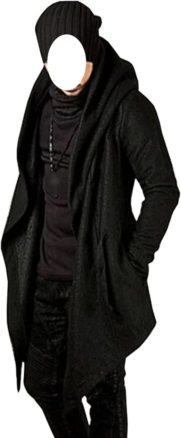 Regular Fit Sweater Hooded Coat V-Neck Knitted Sweaters Cardigans for Men Men's Open Front Long Hooded Cardigans
