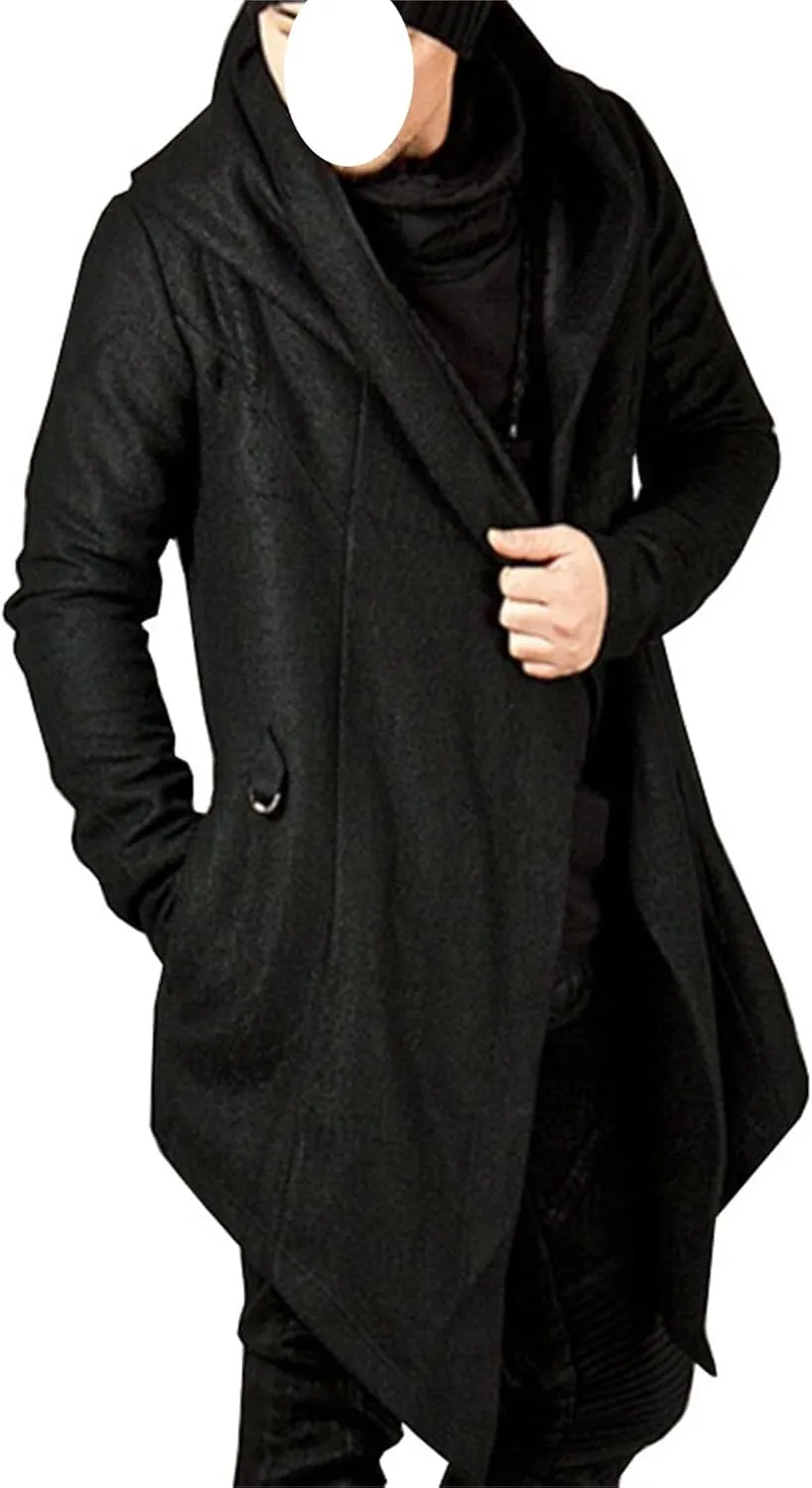 Regular Fit Sweater Hooded Coat V-Neck Knitted Sweaters Cardigans for Men Men's Open Front Long Hooded Cardigans