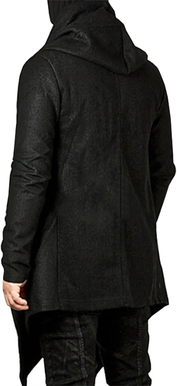 Regular Fit Sweater Hooded Coat V-Neck Knitted Sweaters Cardigans for Men Men's Open Front Long Hooded Cardigans
