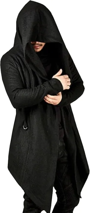 Regular Fit Sweater Hooded Coat V-Neck Knitted Sweaters Cardigans for Men Men's Open Front Long Hooded Cardigans