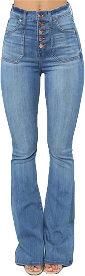 Skinny Bell Bottom Jeans for Women High Waisted Flare Jeans with Classic Pull On Stretch Wide Leg Denim Pants
