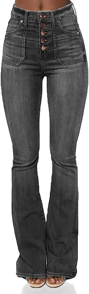 Skinny Bell Bottom Jeans for Women High Waisted Flare Jeans with Classic Pull On Stretch Wide Leg Denim Pants