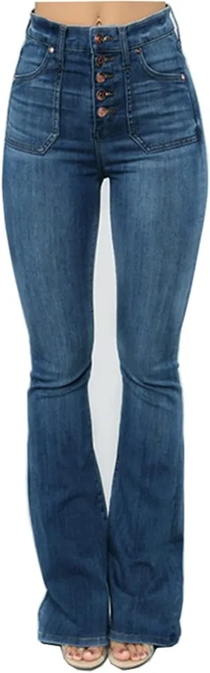 Skinny Bell Bottom Jeans for Women High Waisted Flare Jeans with Classic Pull On Stretch Wide Leg Denim Pants