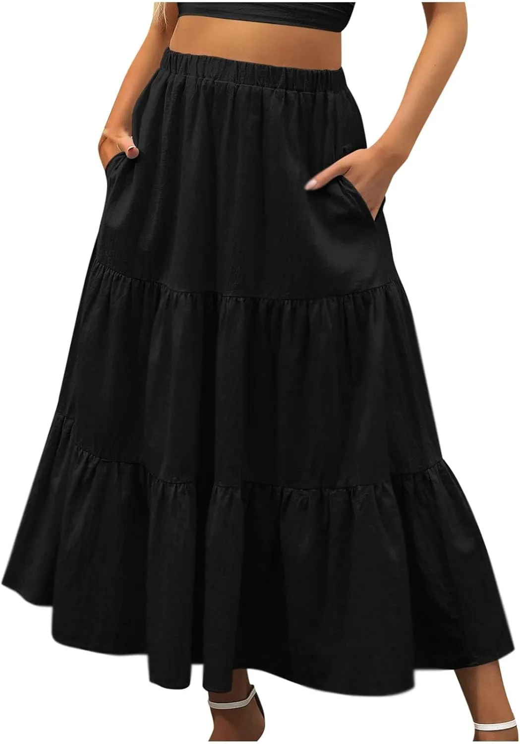Skirts for Women Trendy Boho Summer Long Skirts A Line Flowy Skirts High Waisted Maxi Skirts for Beach Vacation