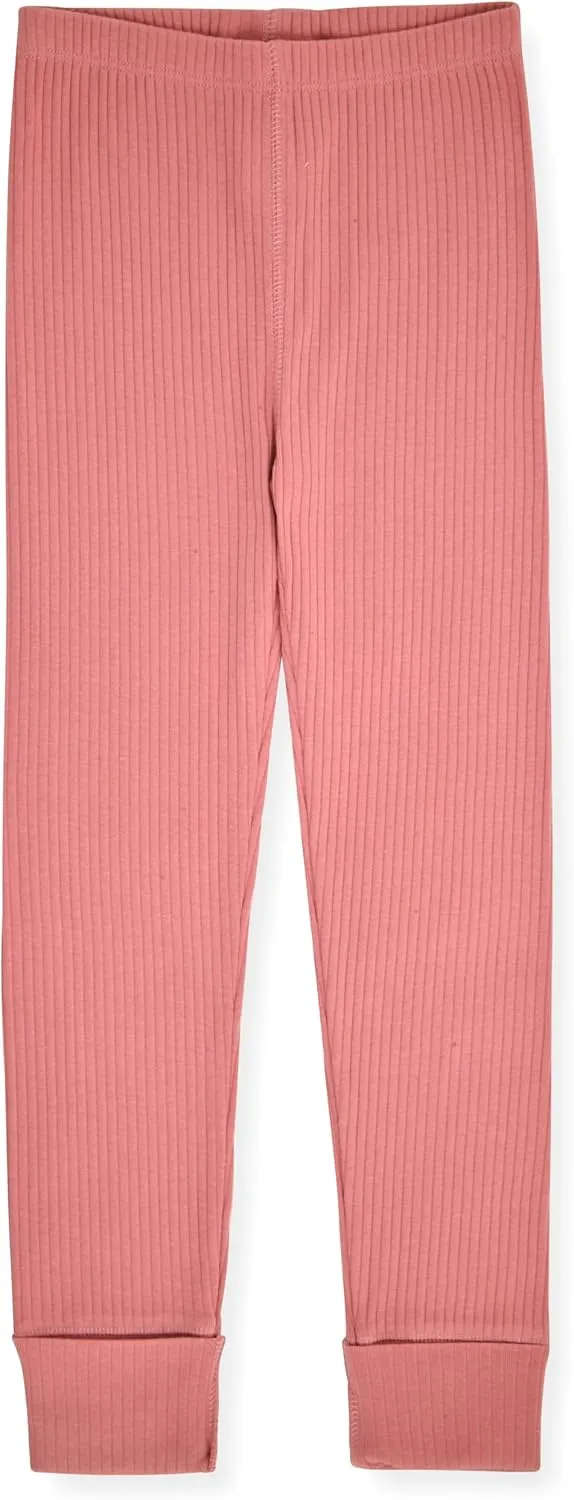 Sleep On It Rib Knit Girls Pajama Sets Pajamas for Boys and Girls - 100% Organic Multipack Rib Knit Cotton Sleepwear