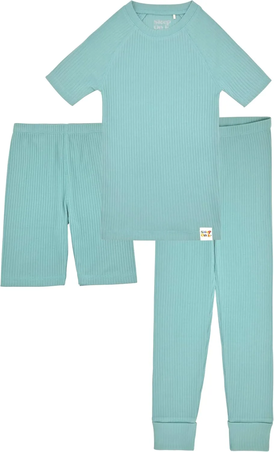 Sleep On It Rib Knit Girls Pajama Sets Pajamas for Boys and Girls - 100% Organic Multipack Rib Knit Cotton Sleepwear