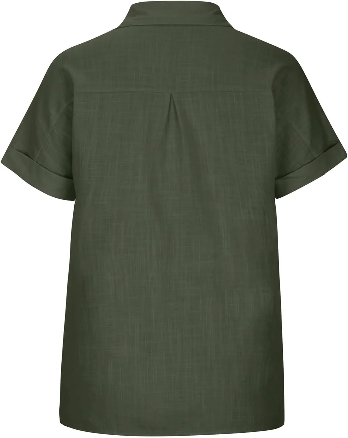 SMIDOW Womens Button Down Cotton Linen Shirts V Neck Roll Up Short Sleeve Blouses Loose Collared Shirt Casual Work Tops