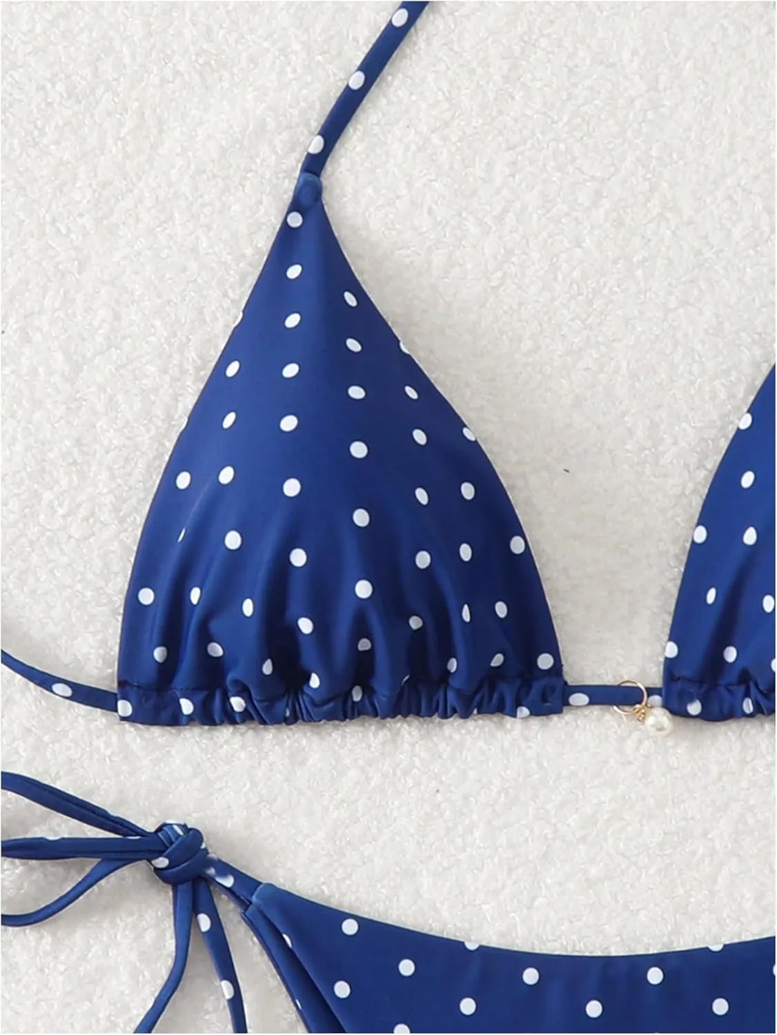SOLY HUX Women's Polka Dots Print Bathing Suit Halter Triangle Tie Side Bikini Sets Two Piece Swimsuit
