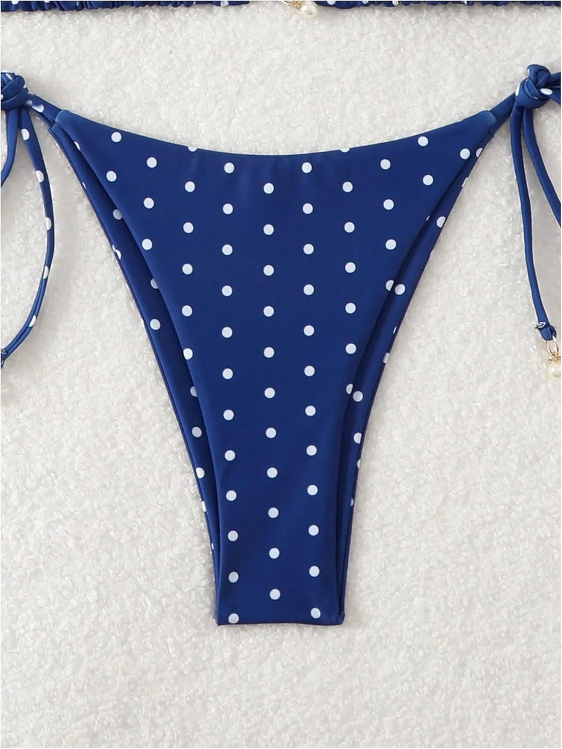 SOLY HUX Women's Polka Dots Print Bathing Suit Halter Triangle Tie Side Bikini Sets Two Piece Swimsuit