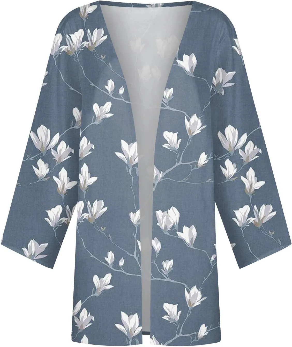 Spring Cardigans for Women 2025 Floral Printed Casual Loose Cardigans 3/4 Sleeve Hide Belly Open Front Cardigan