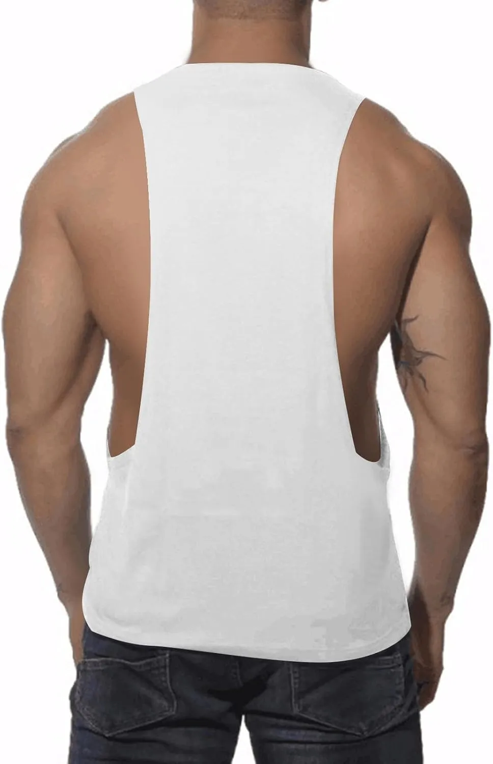 Summer Cotton Tank Tops for Men Plus Size Solid Colour Stretch Sleeveless Shirts Crewneck Dry Athletic Clothing