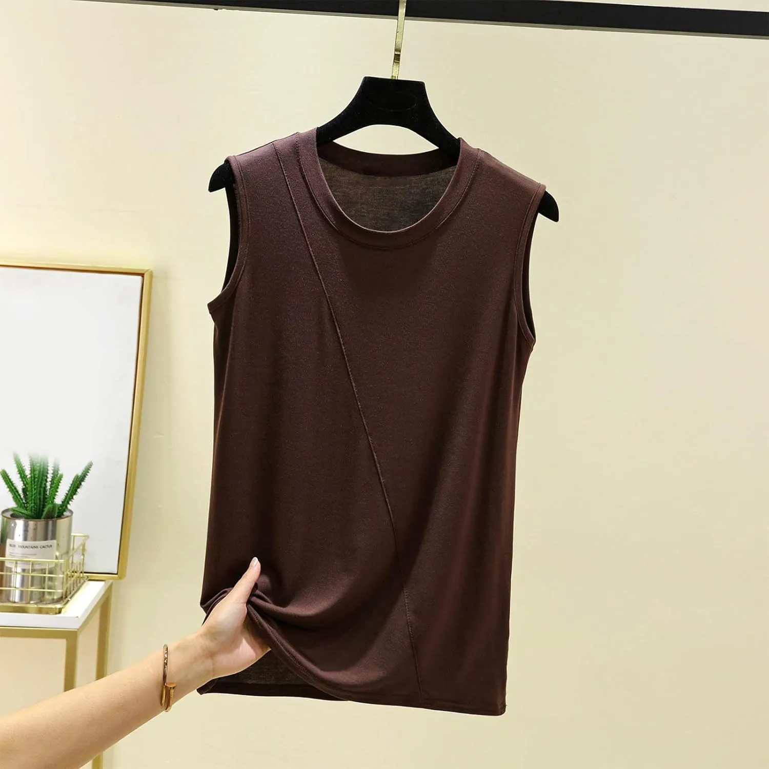 Summer Tank Tops for Women Solid Fashion Crewneck Sleeveless Tee Shirts Casual Loose Fit Athletic Quick Dry Blouse