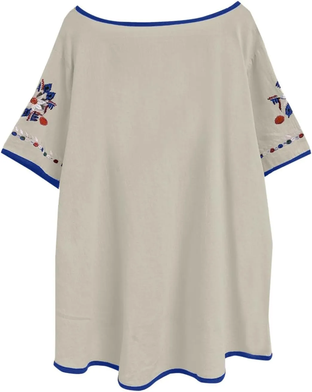 TANGNADE Womens Boho Mexican Embroidered Tops Short Sleeve Peasant Shirts Casual Loose Blouse Summer Bohemian Clothes
