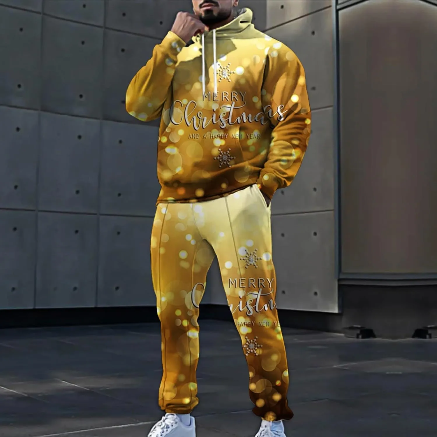 Tech Suit Fashionable Loose and Trendy 3D Printed Long Sleeved Pants Set Casual Athletic Jogging Suits Sweat Set