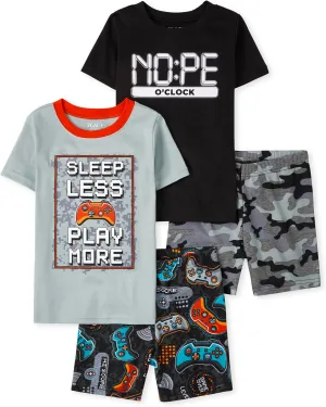 The Children's Place Boys' Sleeve Top and Shorts Snug Fit 100% Cotton 2 Piece Pajama Sets