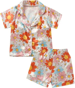 Toddler Girl Cute Long Sleeve Button Down Pajamas Set Lounge Set Sleepwear Nightwear