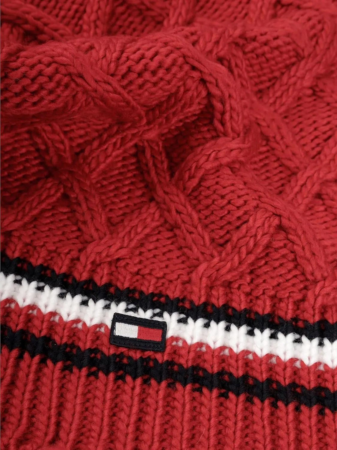 Tommy Hilfiger Women's Lattice Cable With Stripes Scarf