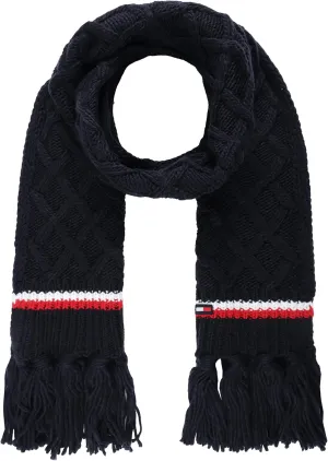 Tommy Hilfiger Women's Lattice Cable With Stripes Scarf