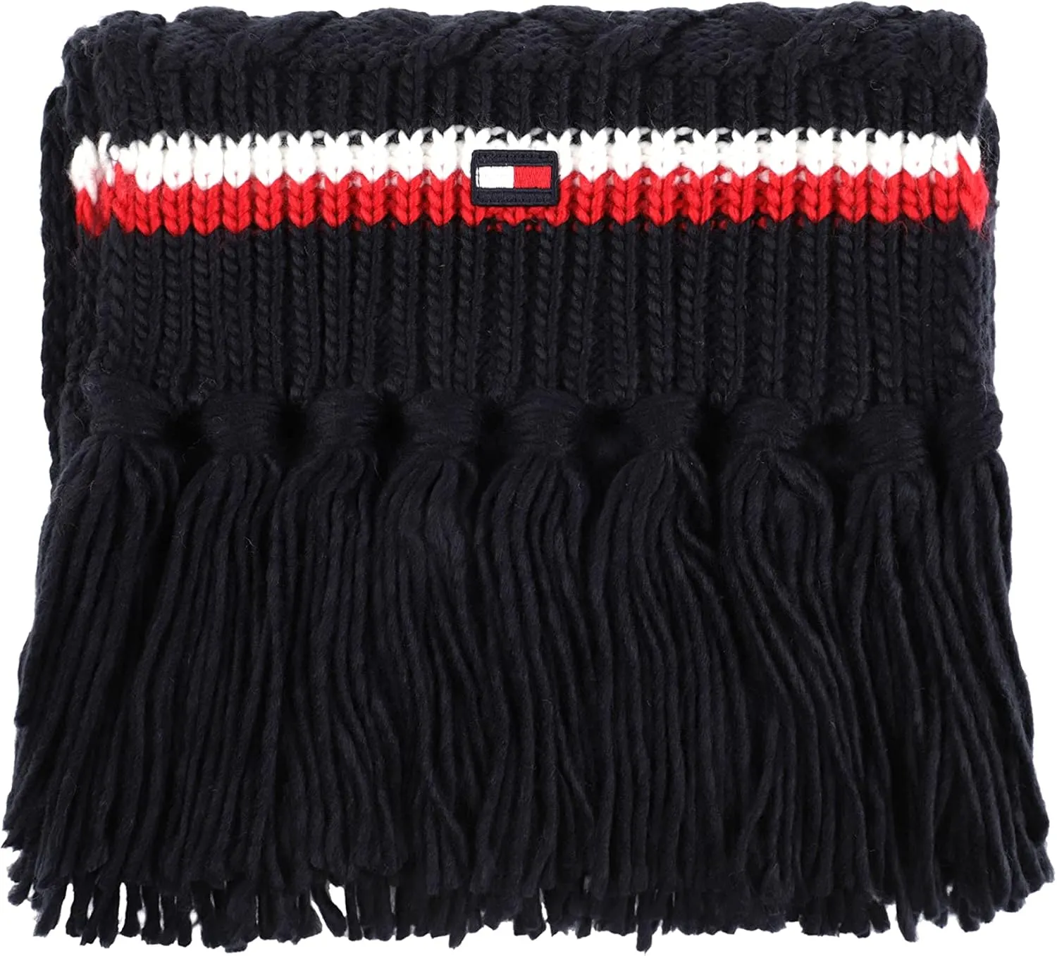 Tommy Hilfiger Women's Lattice Cable With Stripes Scarf
