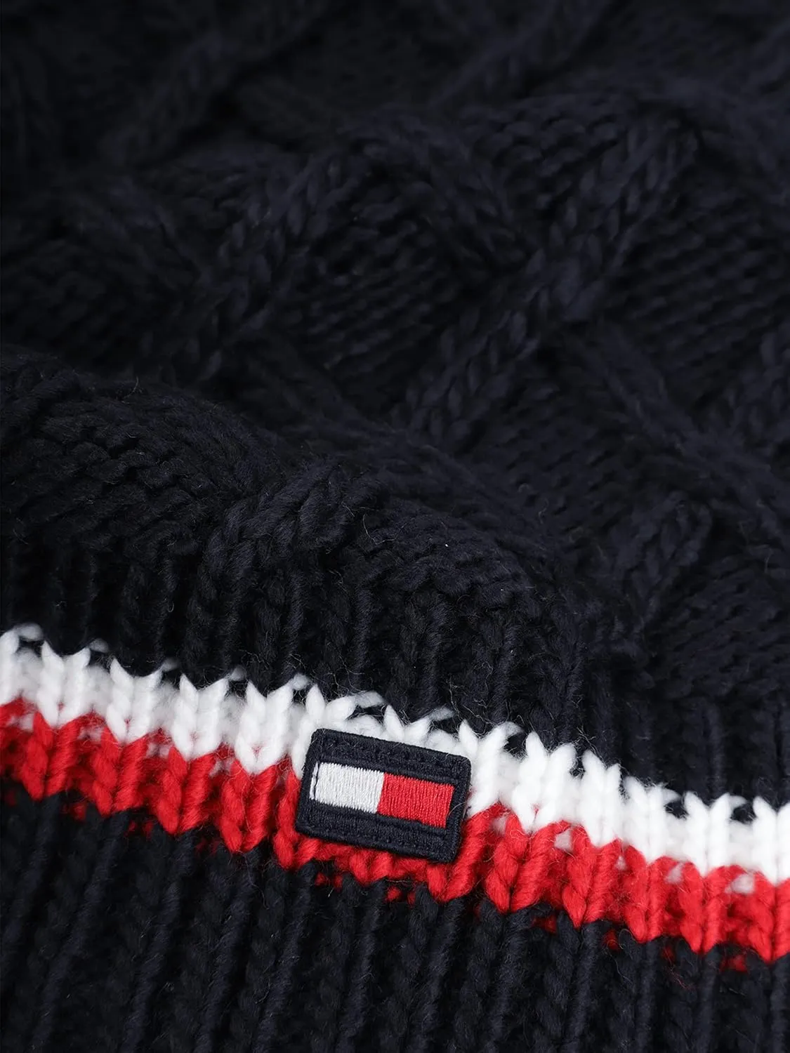 Tommy Hilfiger Women's Lattice Cable With Stripes Scarf