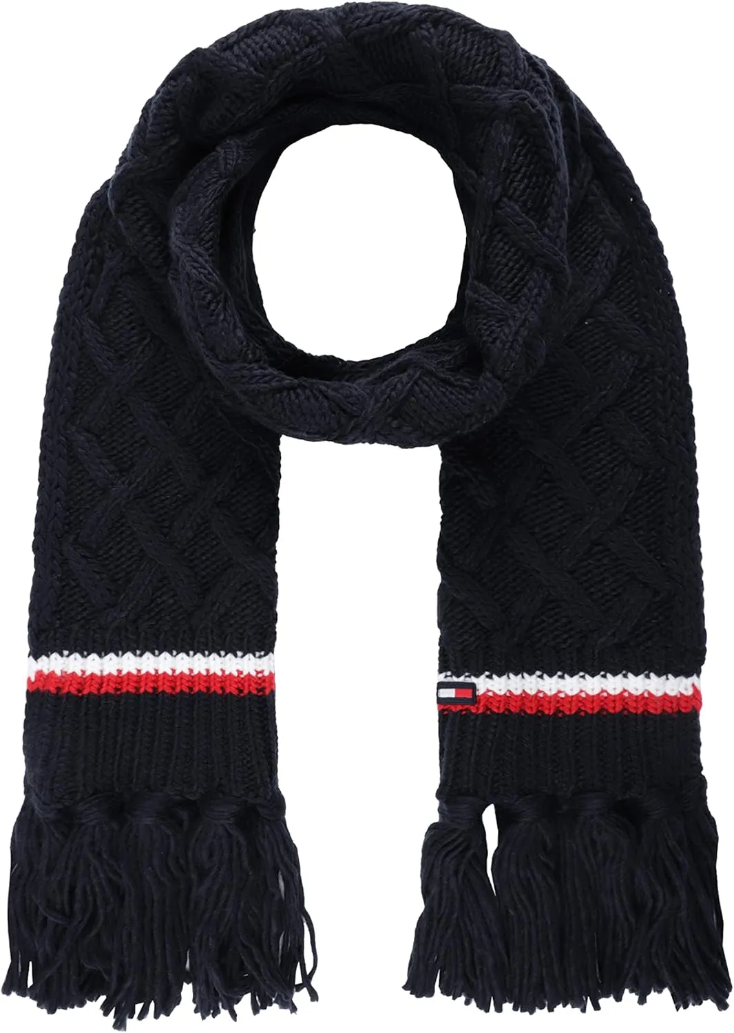 Tommy Hilfiger Women's Lattice Cable With Stripes Scarf