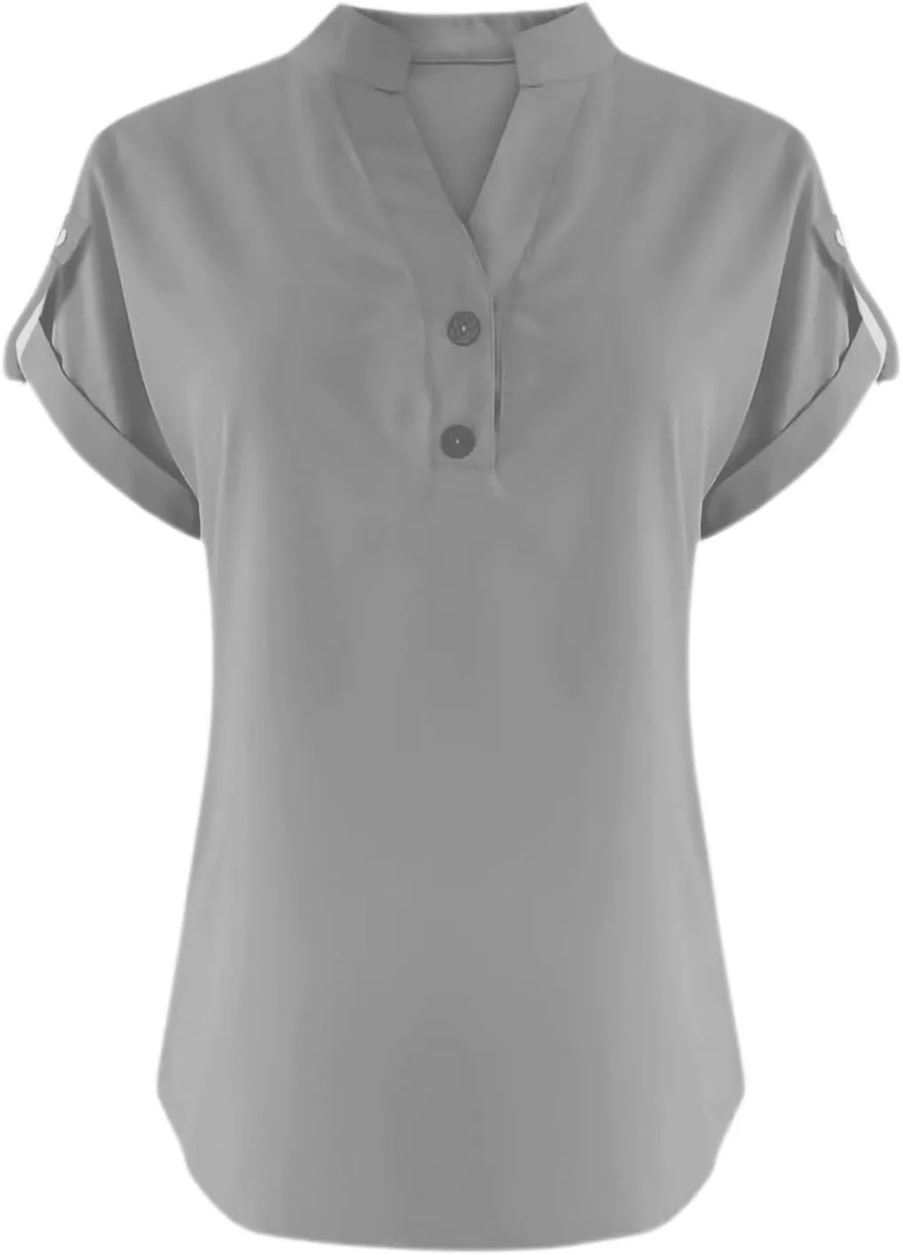 Tops for Women Trendy Summer 2025 Solid Color Cotton Linen T-Shirts Short Sleeve V Neck Blouses Button Down Outfits