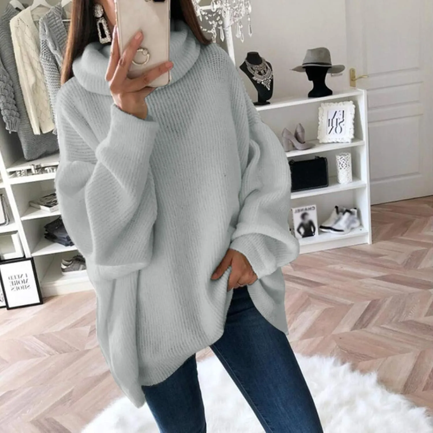 Turtle Neck Tops for Women Long Sleeve Fitted Sweater Plus Size Ribbed Sweater Winter Thermal Tops Fall Fashion Tops