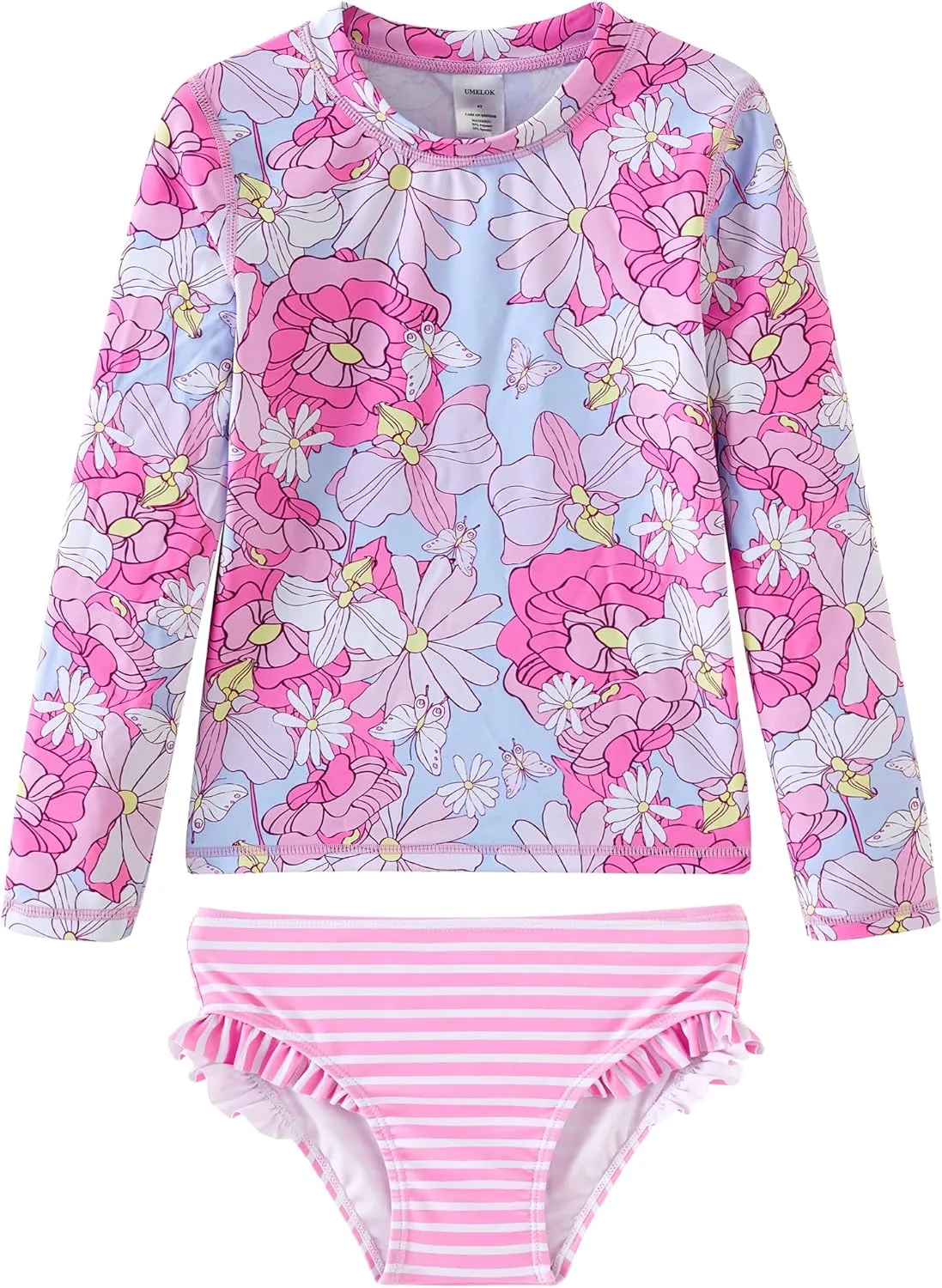 UMELOK Toddler and Little Girls Rash Guard Sets with Bikini Bottoms Swimwear