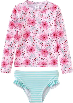 UMELOK Toddler and Little Girls Rash Guard Sets with Bikini Bottoms Swimwear