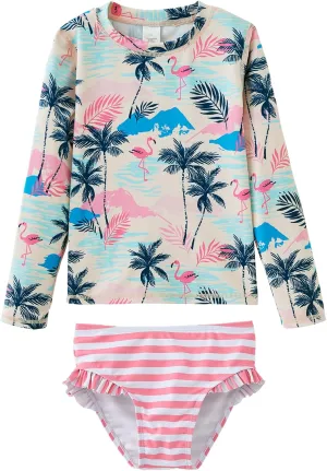 UMELOK Toddler and Little Girls Rash Guard Sets with Bikini Bottoms Swimwear