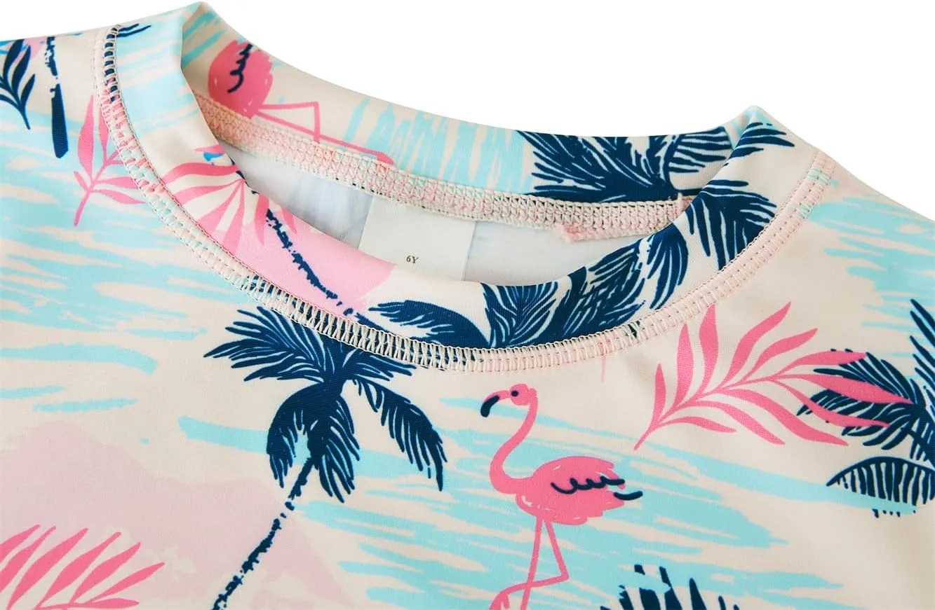 UMELOK Toddler and Little Girls Rash Guard Sets with Bikini Bottoms Swimwear