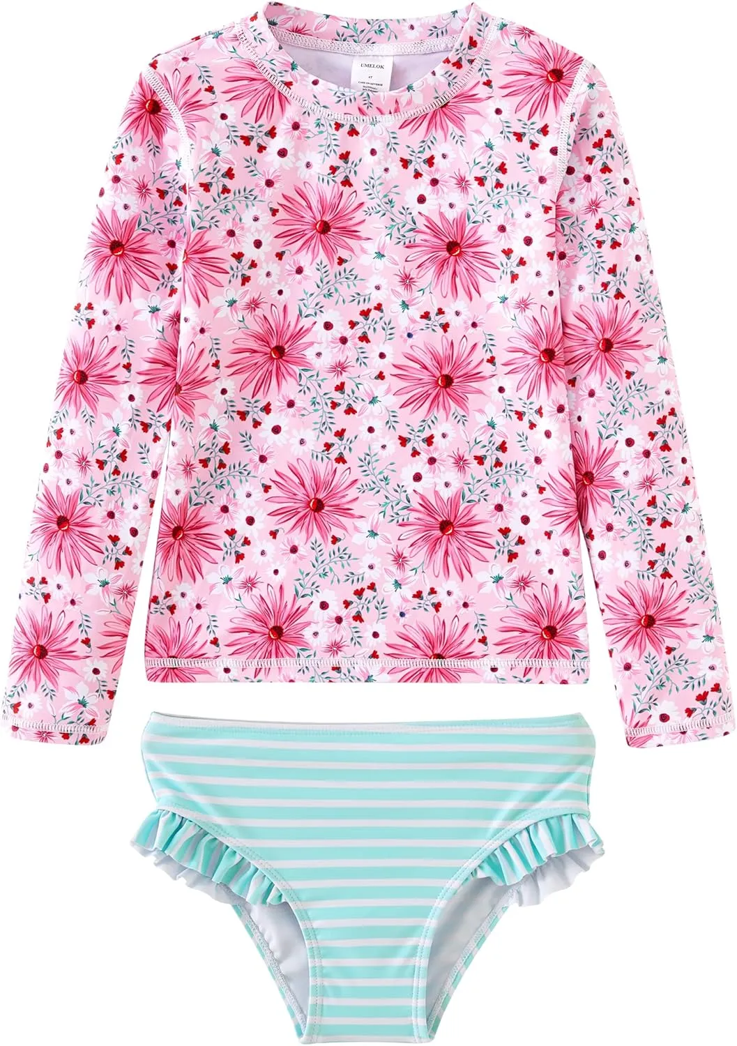 UMELOK Toddler and Little Girls Rash Guard Sets with Bikini Bottoms Swimwear