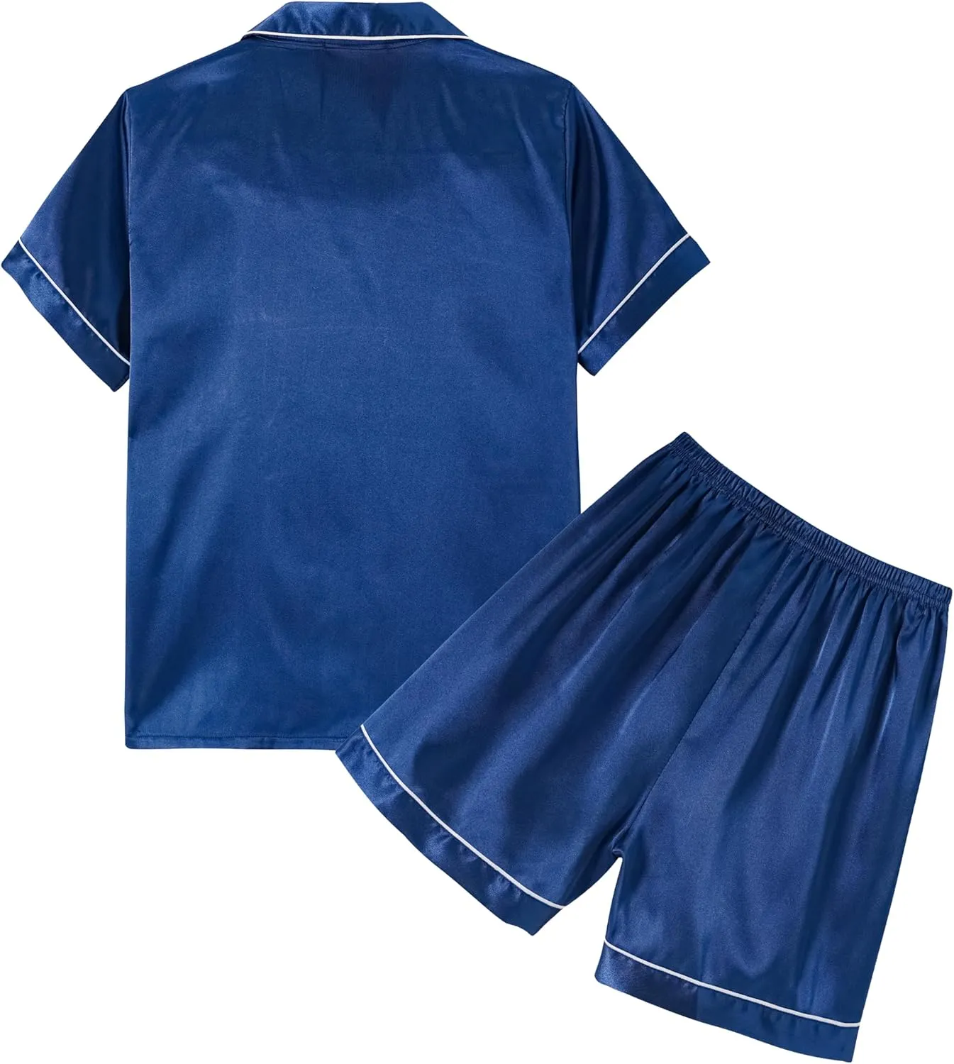 Unisex Kids Boys and Girls Pajama Sets Summer Short Sleeve With Shorts Sleepwear Silky Button Down Loungewear