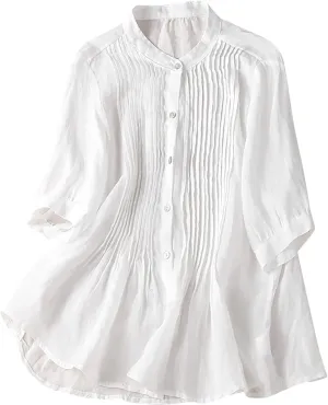 V Neck Linen Tshirts for Women Summer Fall 3/4 Dolman Sleeve Relaxed Fit Long Basic Tee Shirt Tops Women 2025 FN