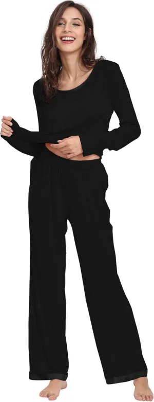 Viscose from Bamboo Women's Pajama Sets Super Soft Long Sleeve Sleepwear Comfy Winter Pjs Sets S-4X