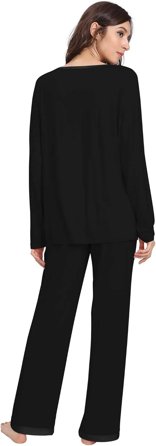 Viscose from Bamboo Women's Pajama Sets Super Soft Long Sleeve Sleepwear Comfy Winter Pjs Sets S-4X