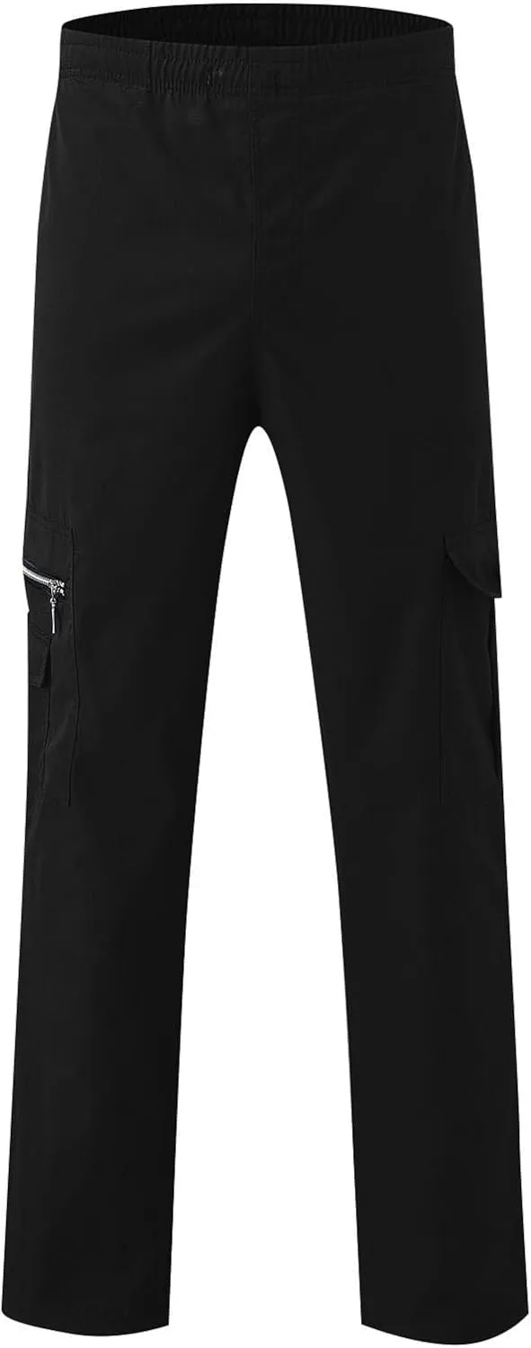 WENKOMG1 Mens Casual Cargo Pants Lightweight Multi Pockets Tactical Pants Straight Leg Summer Breathable Workwear