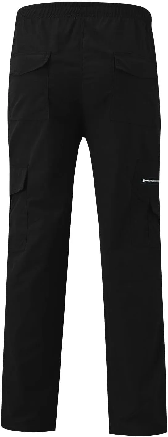 WENKOMG1 Mens Casual Cargo Pants Lightweight Multi Pockets Tactical Pants Straight Leg Summer Breathable Workwear