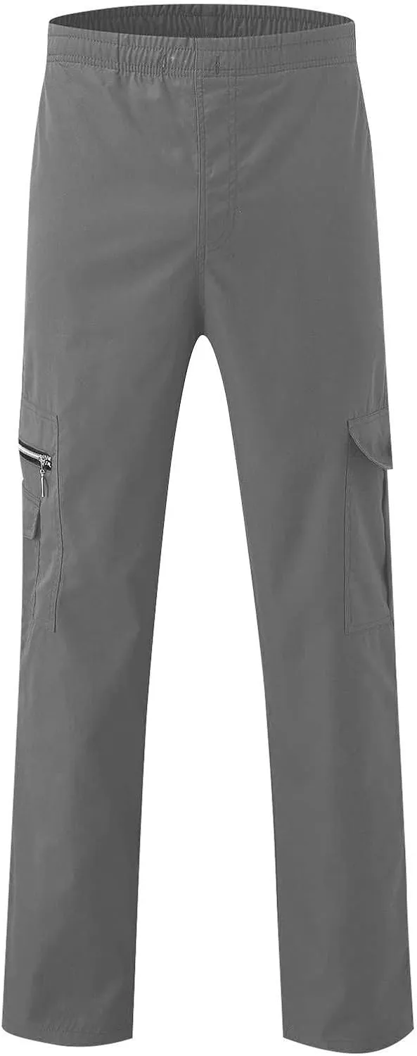 WENKOMG1 Mens Casual Cargo Pants Lightweight Multi Pockets Tactical Pants Straight Leg Summer Breathable Workwear