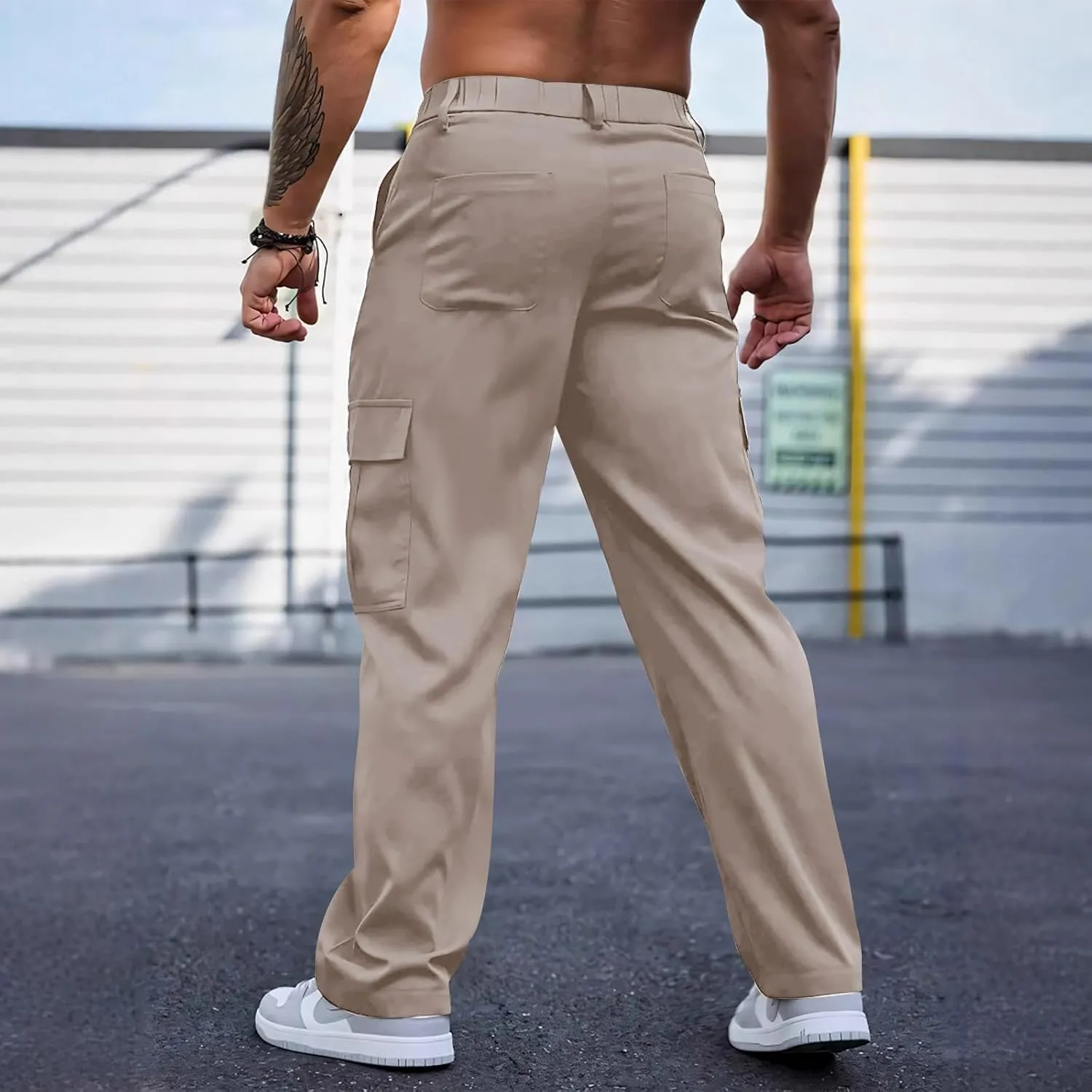 WENKOMG1 Mens Casual Cargo Pants Multi Pockets Lightweight Tactical Pants Breathable Summer Outdoor Combat Work Pants