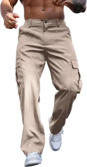 WENKOMG1 Mens Casual Cargo Pants Multi Pockets Lightweight Tactical Pants Summer Breathable Outdoor Combat Work Pants