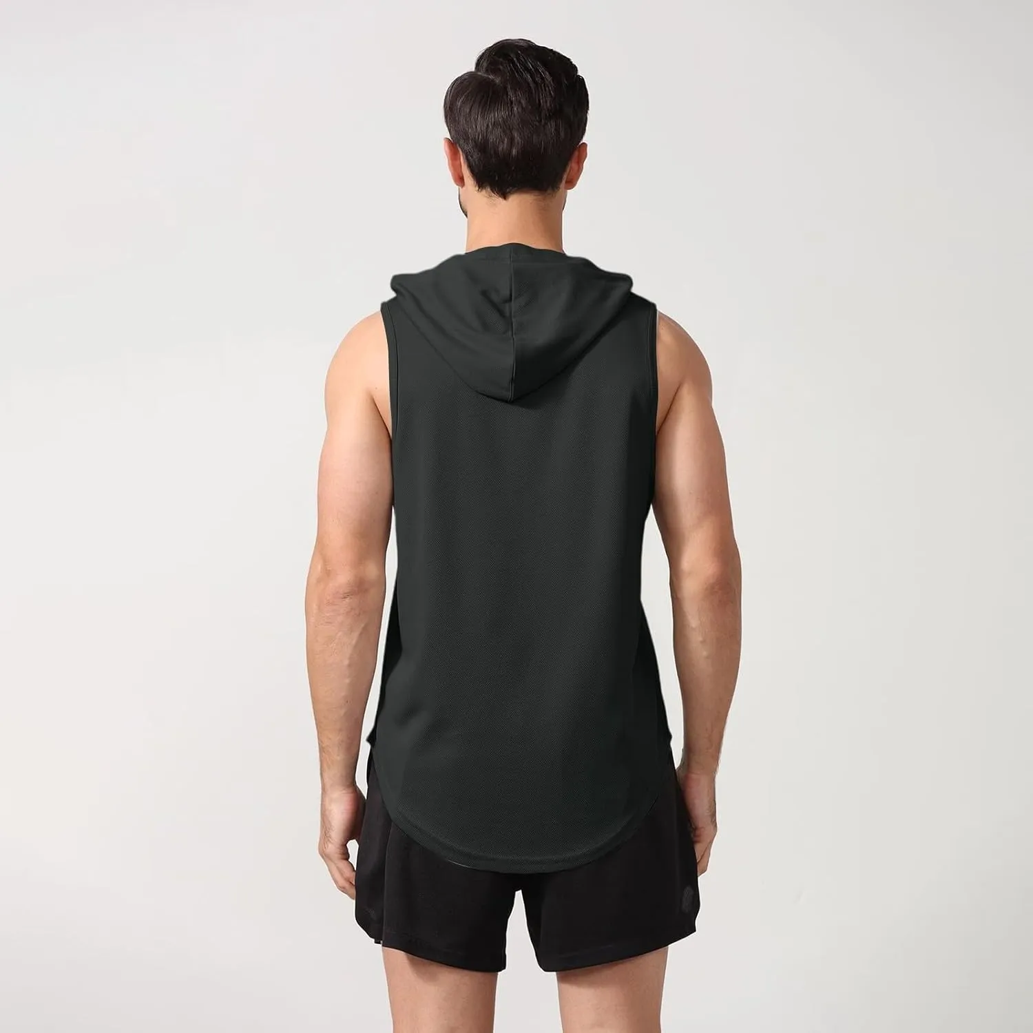 WENKOMG1 Mens Mesh Tank Tops Lightweight Breathable Quick Dry Hoodies Active Athletic Hooded Workout Tank Tops