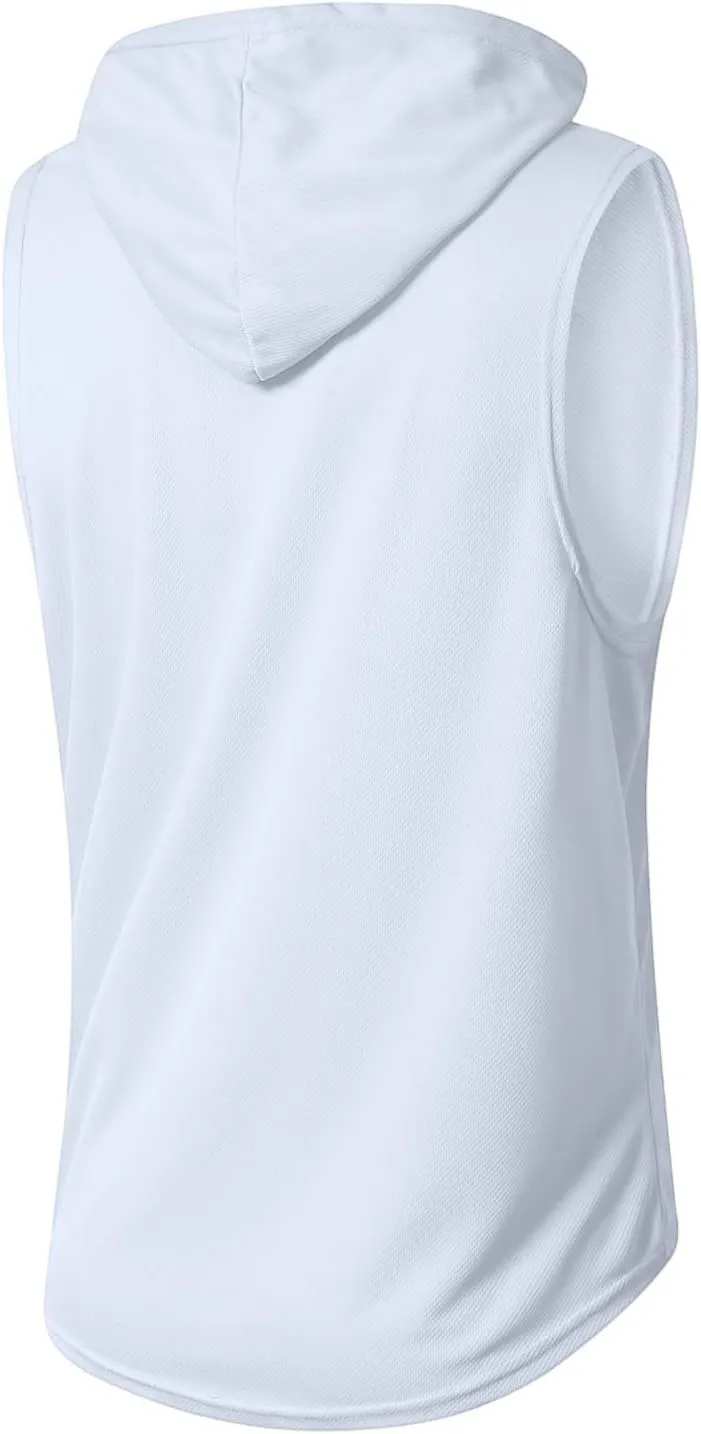 WENKOMG1 Mens Mesh Tank Tops Lightweight Breathable Quick Dry Hoodies Active Athletic Hooded Workout Tank Tops