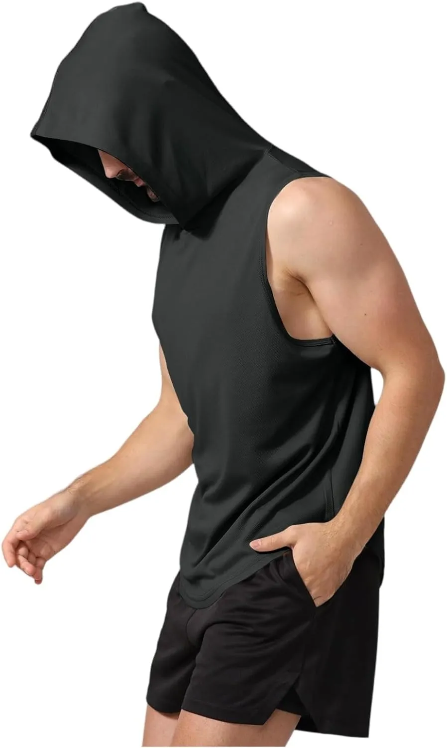 WENKOMG1 Mens Mesh Tank Tops Lightweight Breathable Quick Dry Hoodies Active Athletic Hooded Workout Tank Tops
