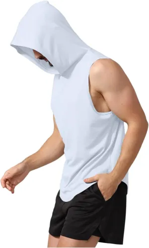 WENKOMG1 Mens Mesh Tank Tops Lightweight Breathable Quick Dry Hoodies Active Athletic Hooded Workout Tank Tops