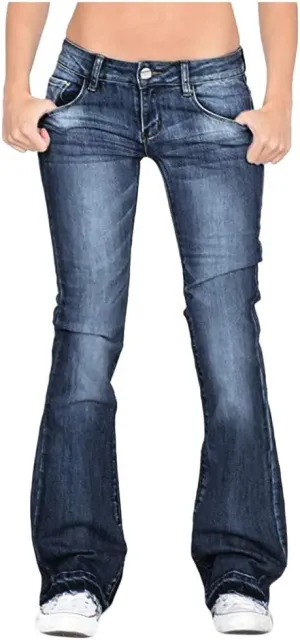 Wide Leg Jeans for Women Low Waisted Cowgirl Jeans Stretch Bell Bottom Jeans Plus Size Denim Pants